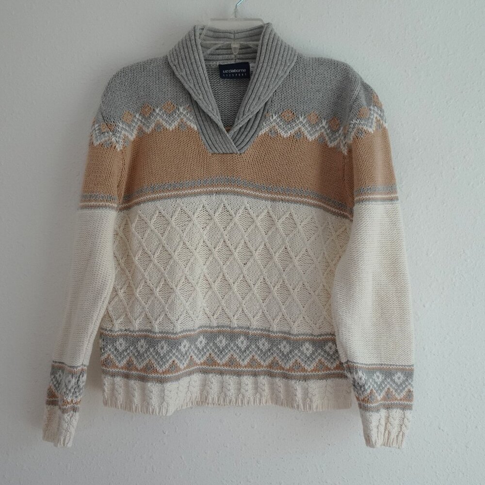 Vintage Liz Claiborne Liz Sport Sweater Women's Size M Shawl Collar Cabincore